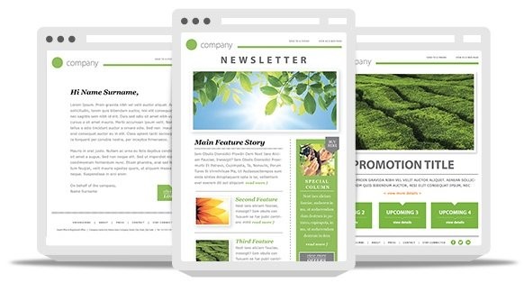 99Designs email newsletter template shown with responsive design on multiple devices