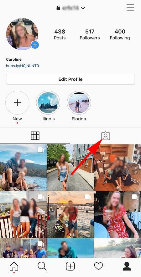 instagram profile with section where you are tagged