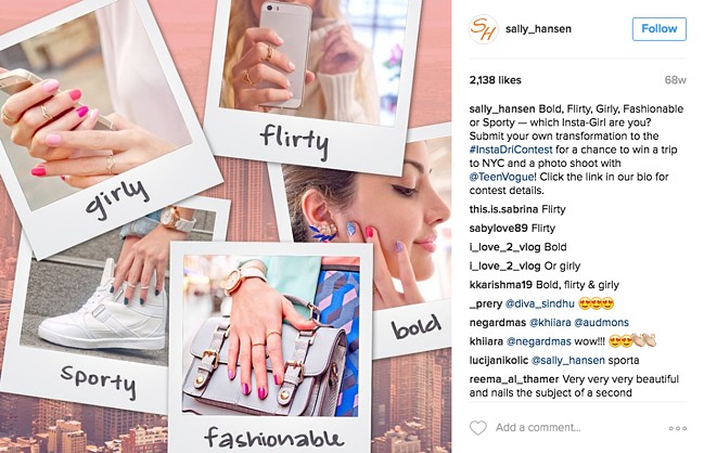 sally hansen instagram contest promoted on their instagram