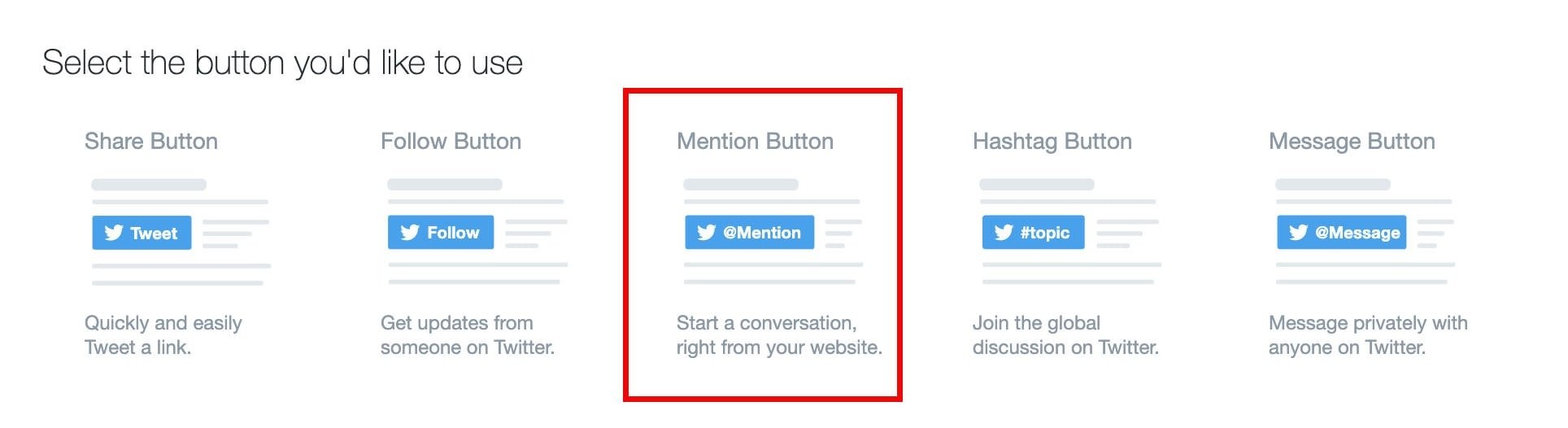 mention button on twitter's developer website