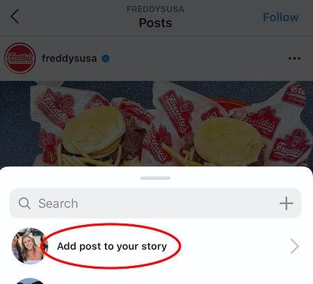 adding someone's post to my instagram story