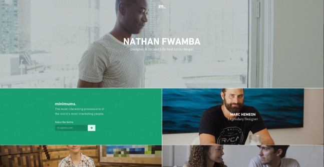 Homepage of Minimums, a cool website design
