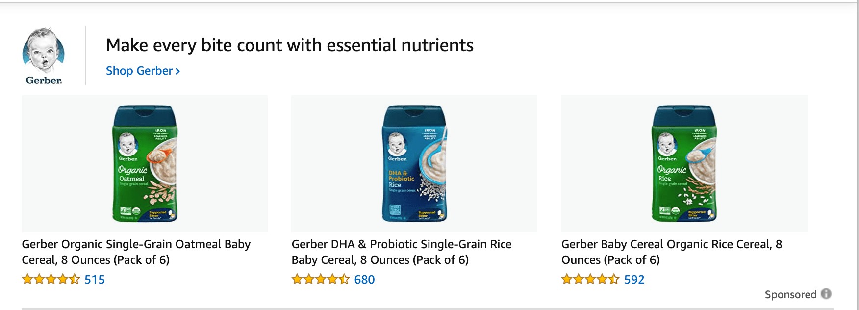 gerber sponsored brand on amazon