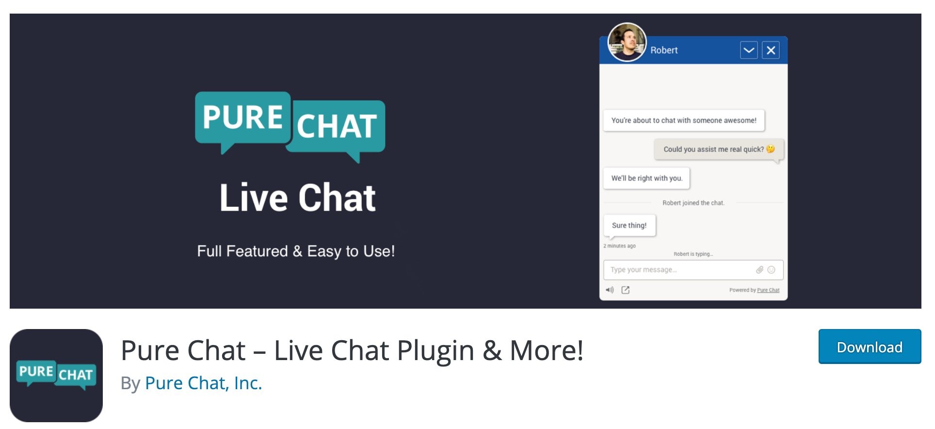 pure chat live chat wordpress plugin