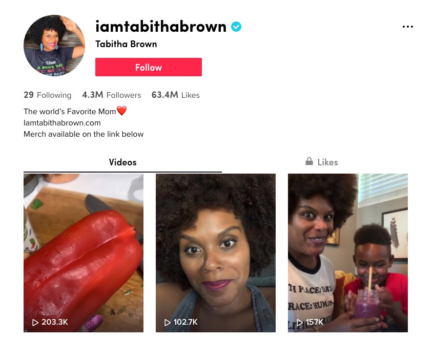 @iamtabithabrown's tiktok bio