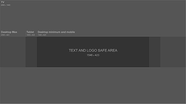 Template showing the dimensions YouTube banners should adhere to