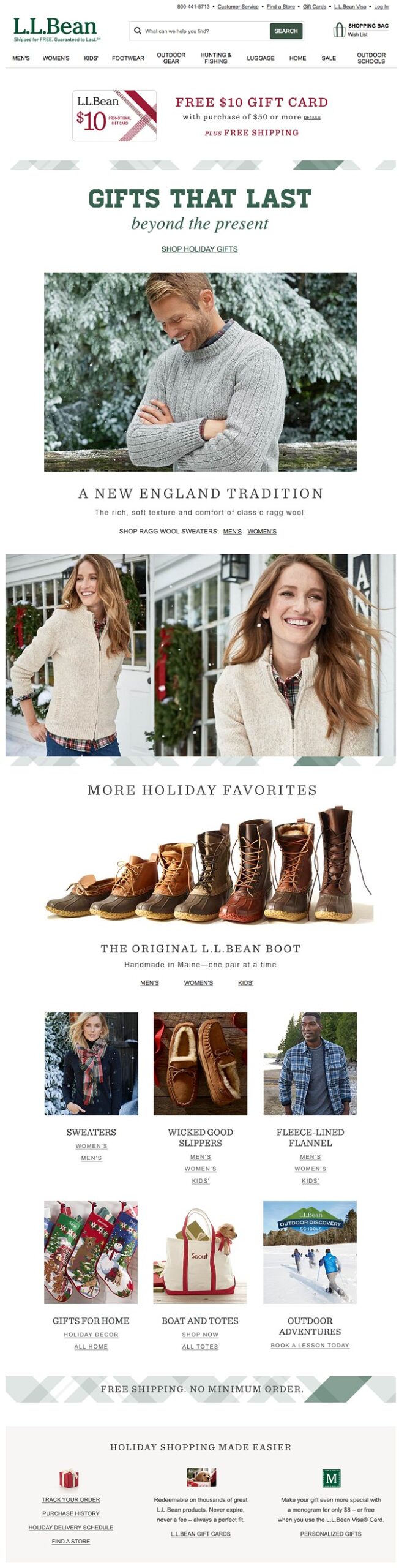 llbean holiday homepage