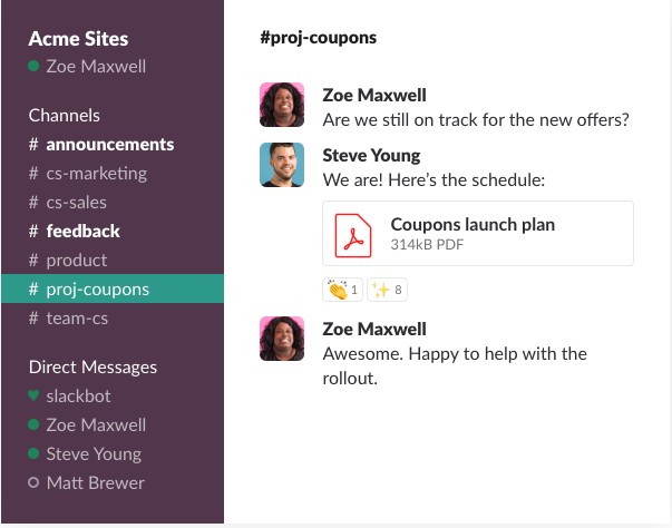 slack conversations dashboard example