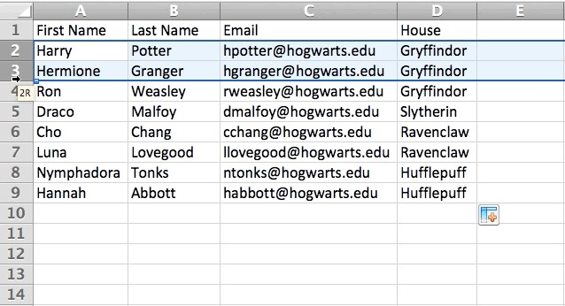 insert Spaces on Excel