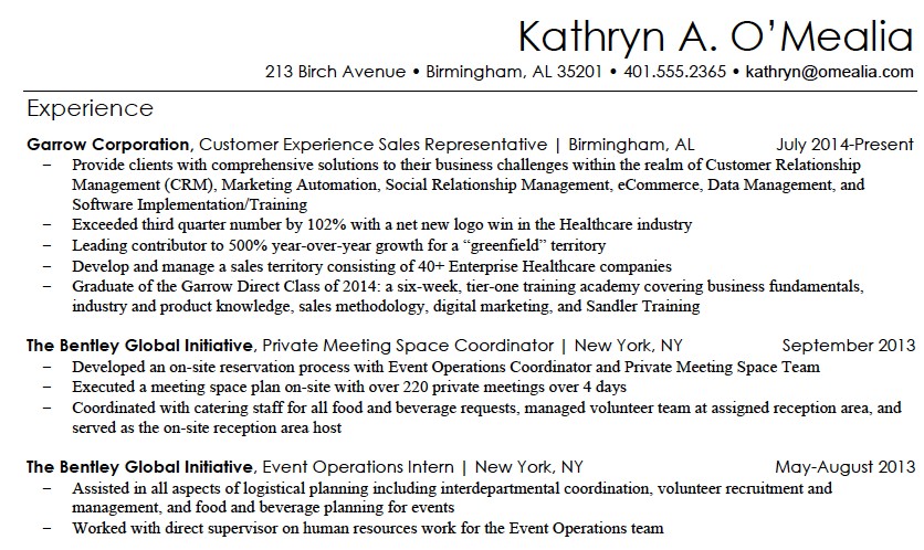 Example of metrics in a marketing resume
