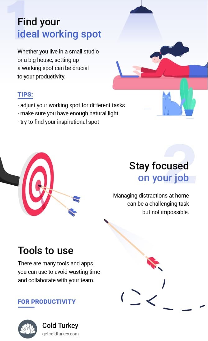 Work from home productivity tips infographic