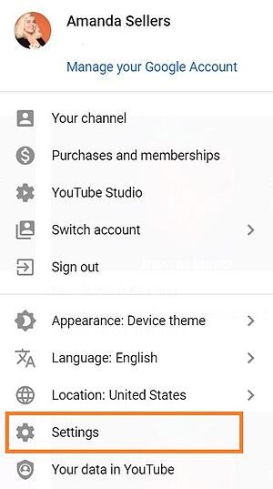 youtube channel settings menu