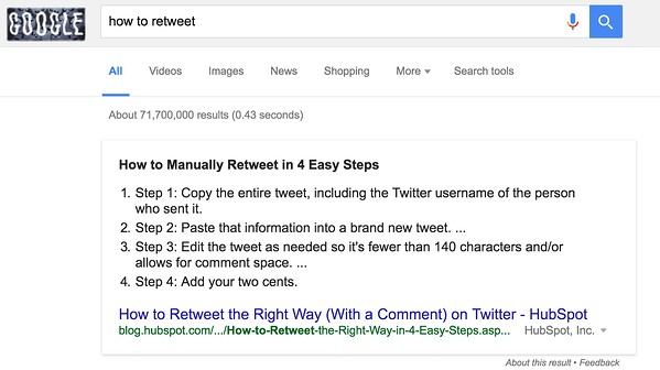 google search example how to retweet