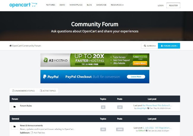 phpbb forum example at opencart