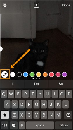 Dropper icon to change custom color of Instagram Story text