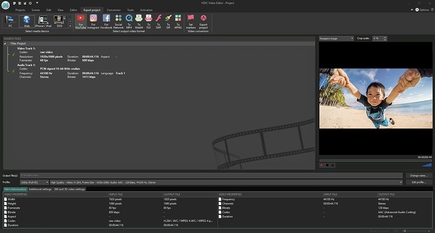 VSDA video editing software used on recording
