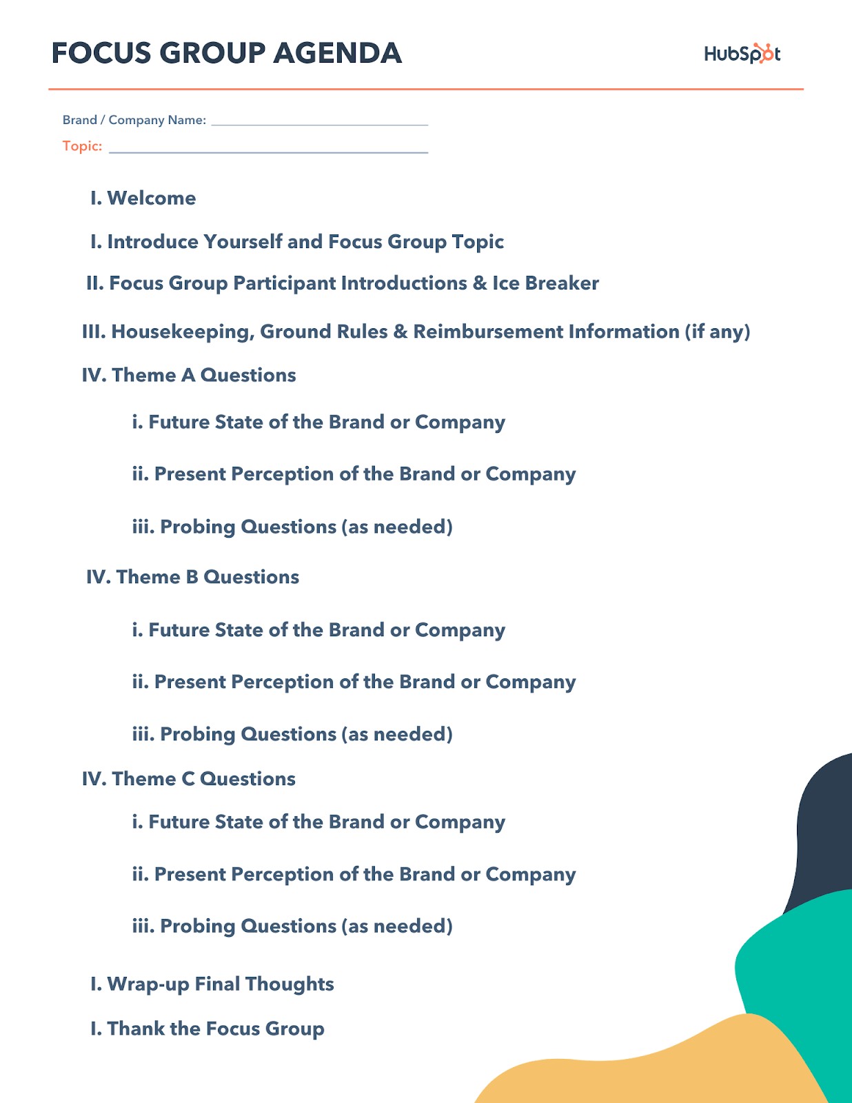 Focus Group Agenda template