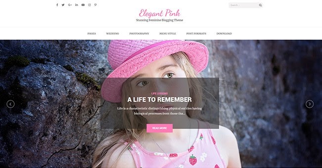 Elegant Pink free WordPress blogging theme