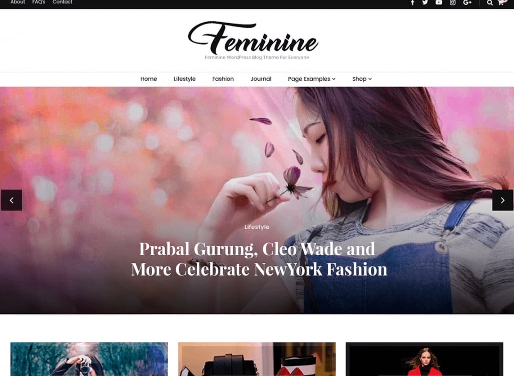Feminine free WordPress blogging theme