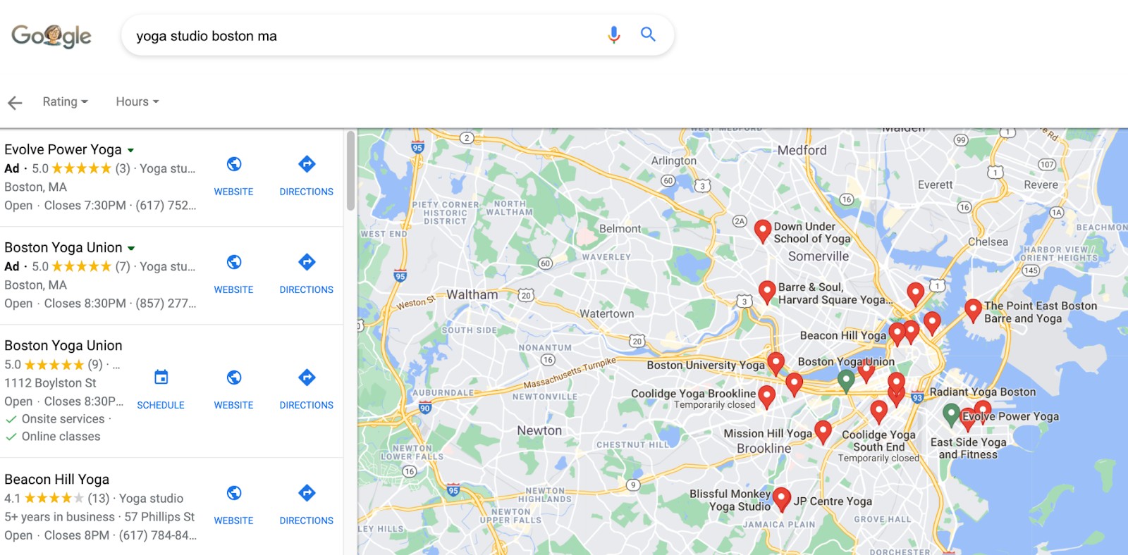 boston yoga union example of how google my business works