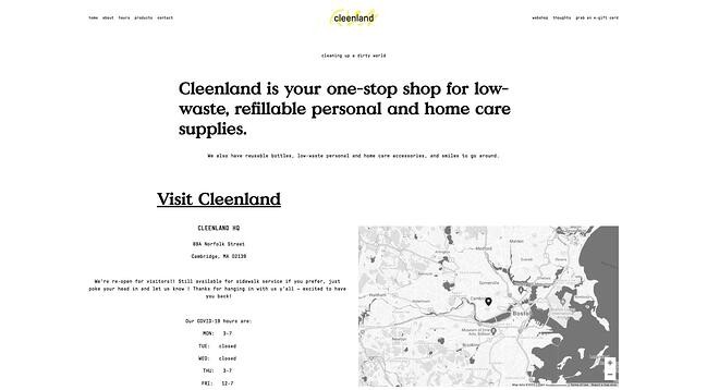 homepage for the small business website design example cleenland