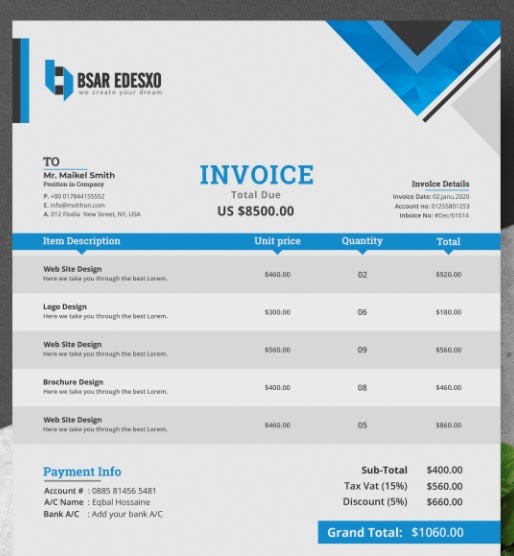 Invoice downloadable template