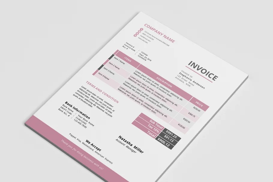 Clean Word Corporate Invoice