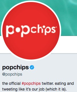 Funny twitter bio from @PopChips