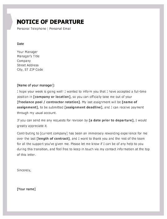 Contractor Resignation Letter Template