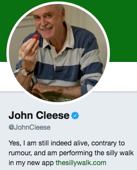 Funny twitter bio from @JohnCleese