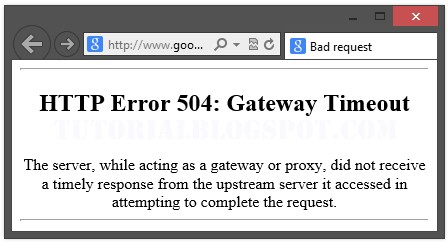 504 Gateway Timeout Error wording in Internet Explorer