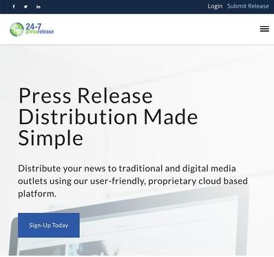 press release distribution service homepage by 24-7 Press Release