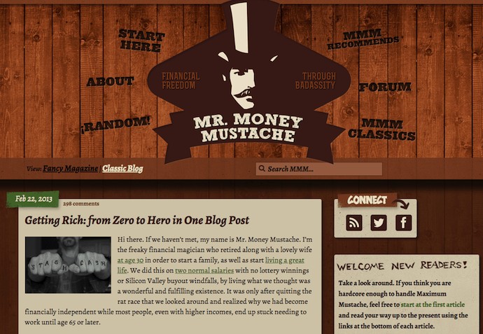 Personal Website Examples: Mr. Money Mustache