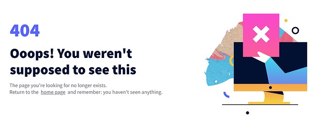404 error page example from the website genially