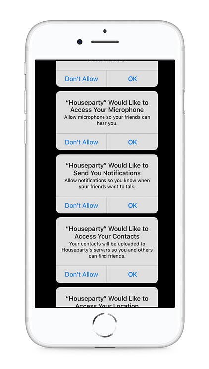 mobile a/b testing example from houseparty