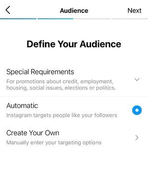 how to use instagram paid promotion: define your audience