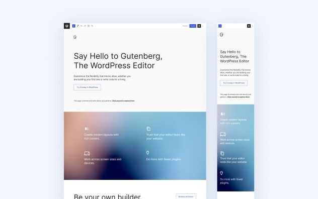 WordPress.Org redesigned Gutenberg page