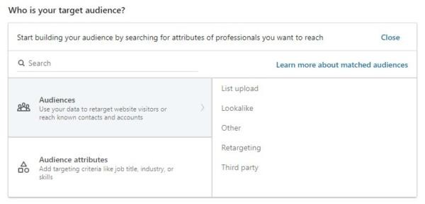 Defining target audience for LinkedIn retargeting