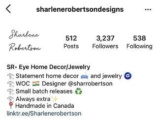 instagram bio idea: sharlene robertson designs  example
