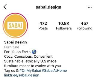 instagram bio idea: sabai design example