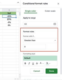 how to set the conditional formatting step 3