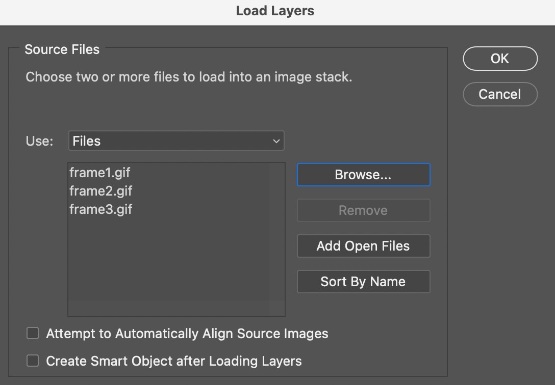 load layers to create a gif
