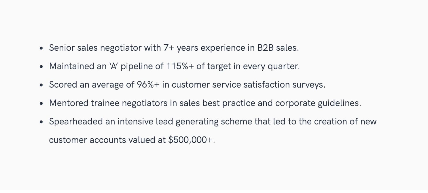 Statement of Qualifications Example.