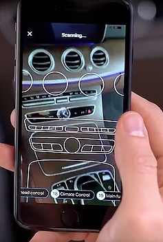 mercedes app allows you to scan parts of your car and learn about it.