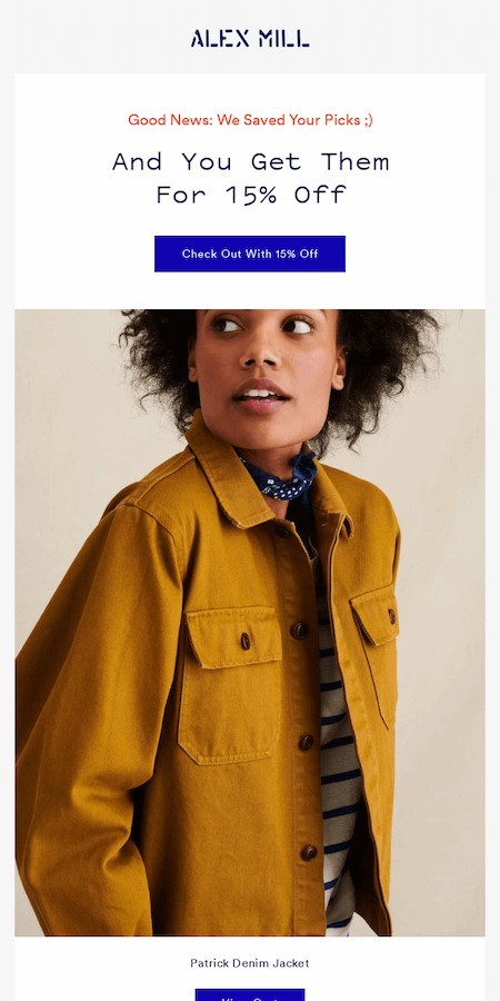 Email personalization example: Alex Mill
