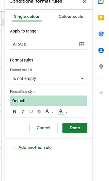 how to highlight duplicate data in google sheets: open conditional formatting options