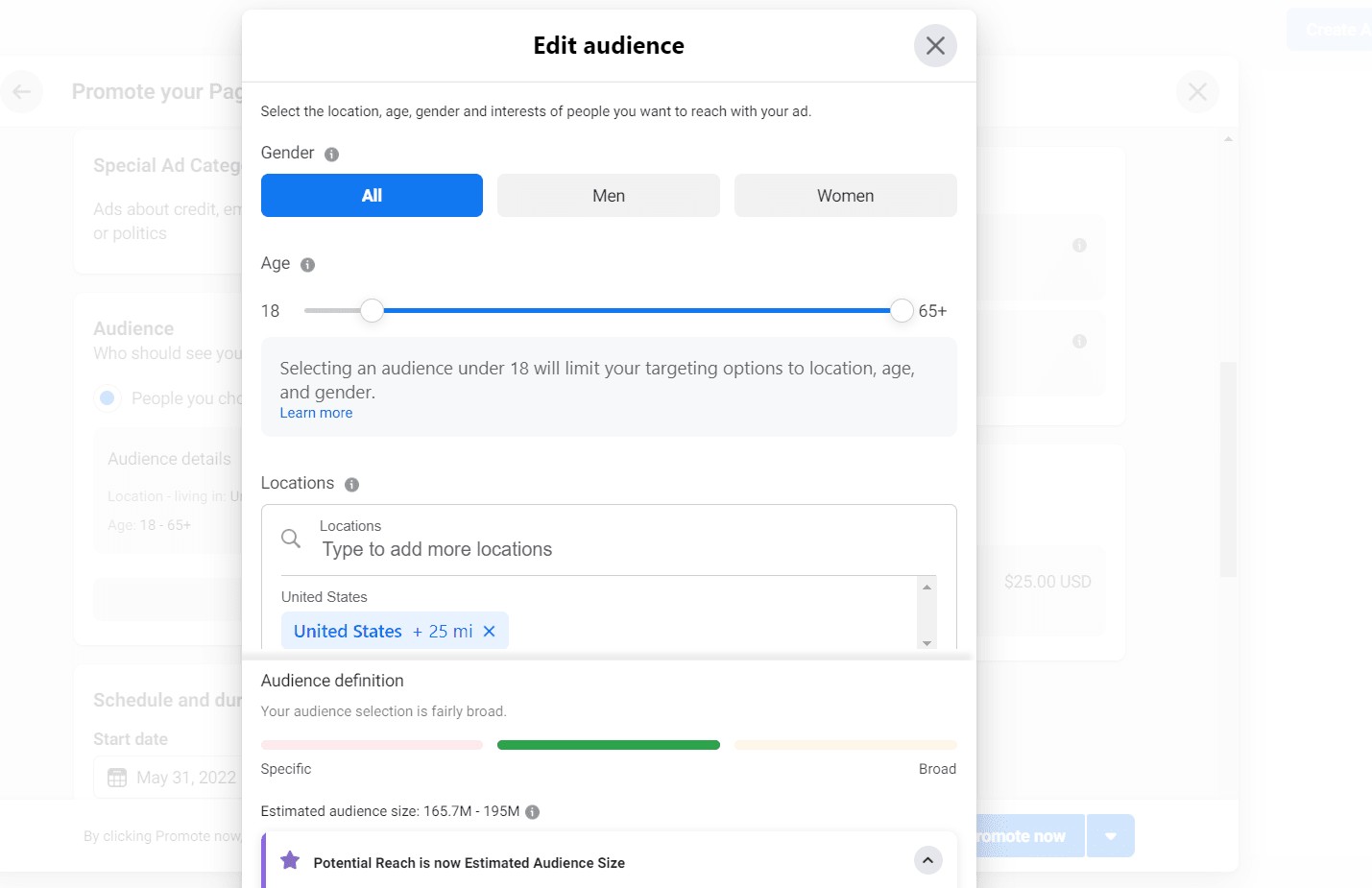 how to use facebook meta business manager: edit audience