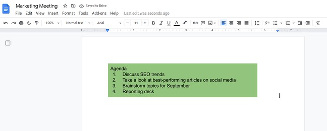 how to add a text box in google docs: finished result
