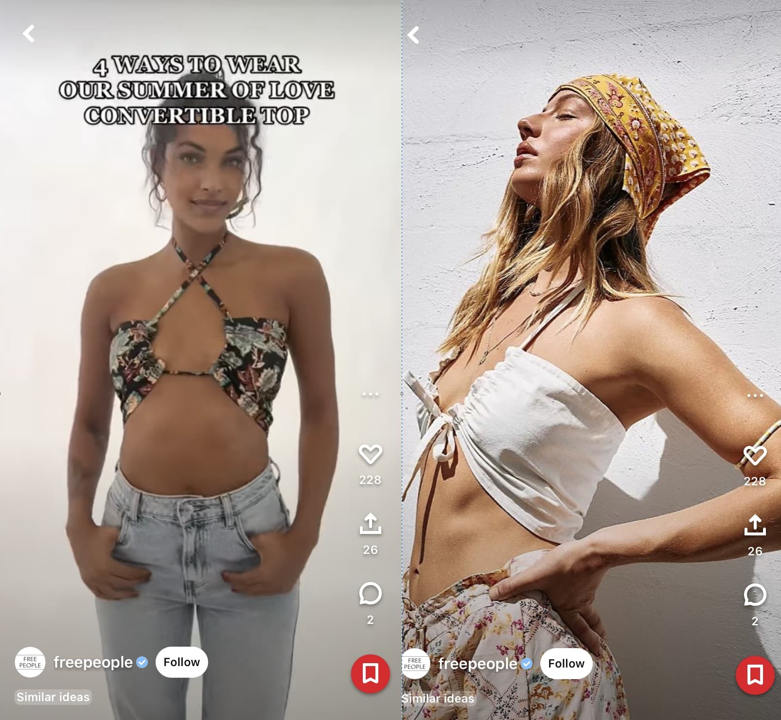 Free People uses Pinterest Idea Pins for marketing