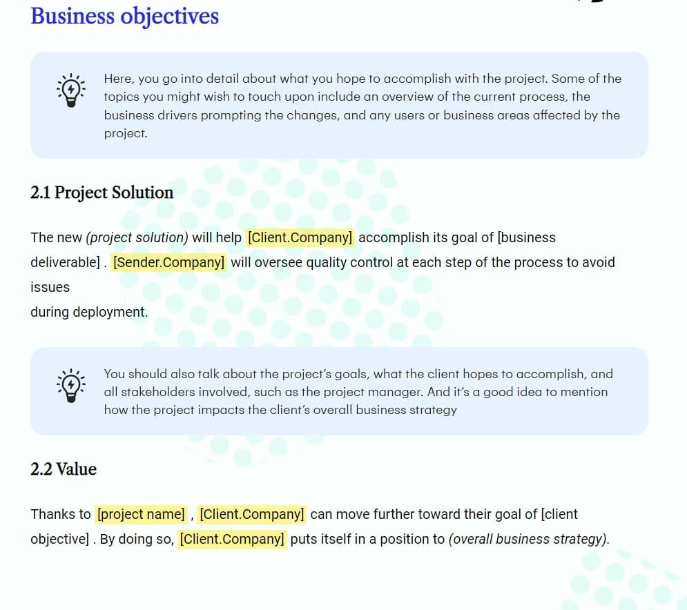 business requirement document, pandadoc template